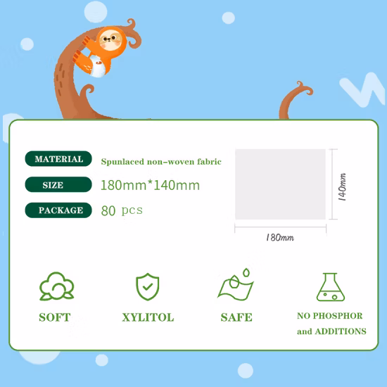 Le bébé organique non parfumé écologique essuie les lingettes humides non-tissées sensibles naturelles de bébé